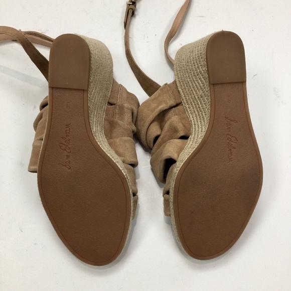 Sam Edelman Camel Tan Suede Awan Sandal Block Heel Espadrille Size 9 - Picture 12 of 13